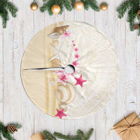 Beige Frangipani Sea Shell Tree Skirt Starfish Polynesian Pattern - Polynesian Pride