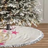Beige Frangipani Sea Shell Tree Skirt Starfish Polynesian Pattern - Polynesian Pride