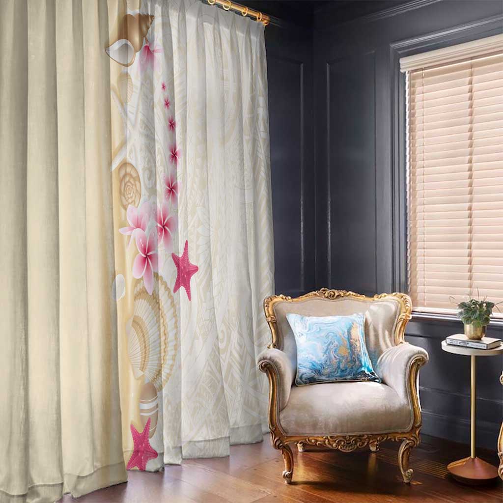 Beige Frangipani Sea Shell Window Curtain Starfish Polynesian Pattern LT01 - Polynesian Pride