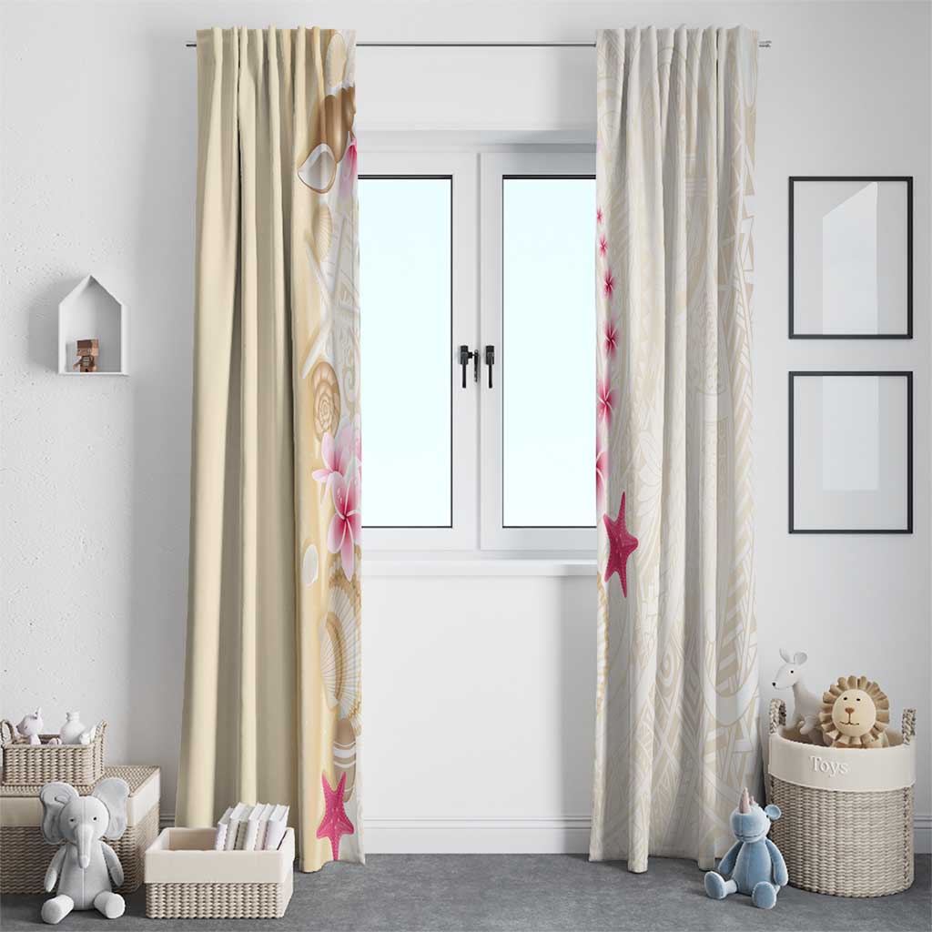 Beige Frangipani Sea Shell Window Curtain Starfish Polynesian Pattern LT01 - Polynesian Pride