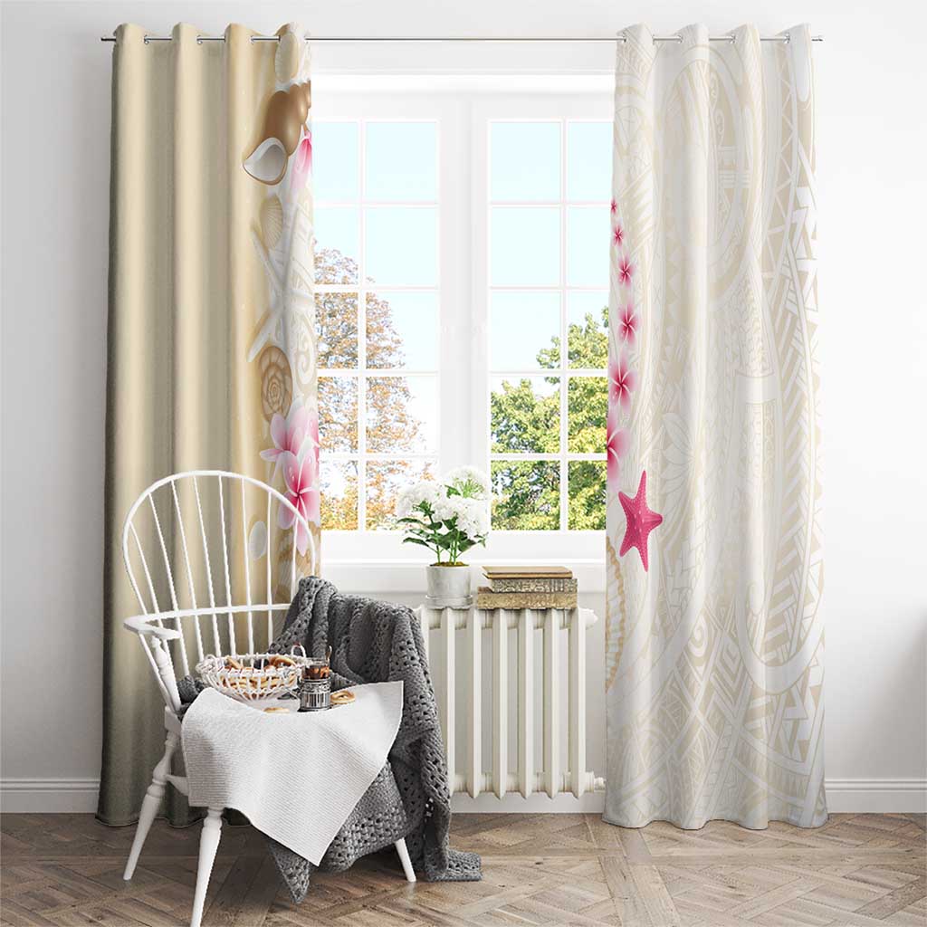 Beige Frangipani Sea Shell Window Curtain Starfish Polynesian Pattern LT01 - Polynesian Pride