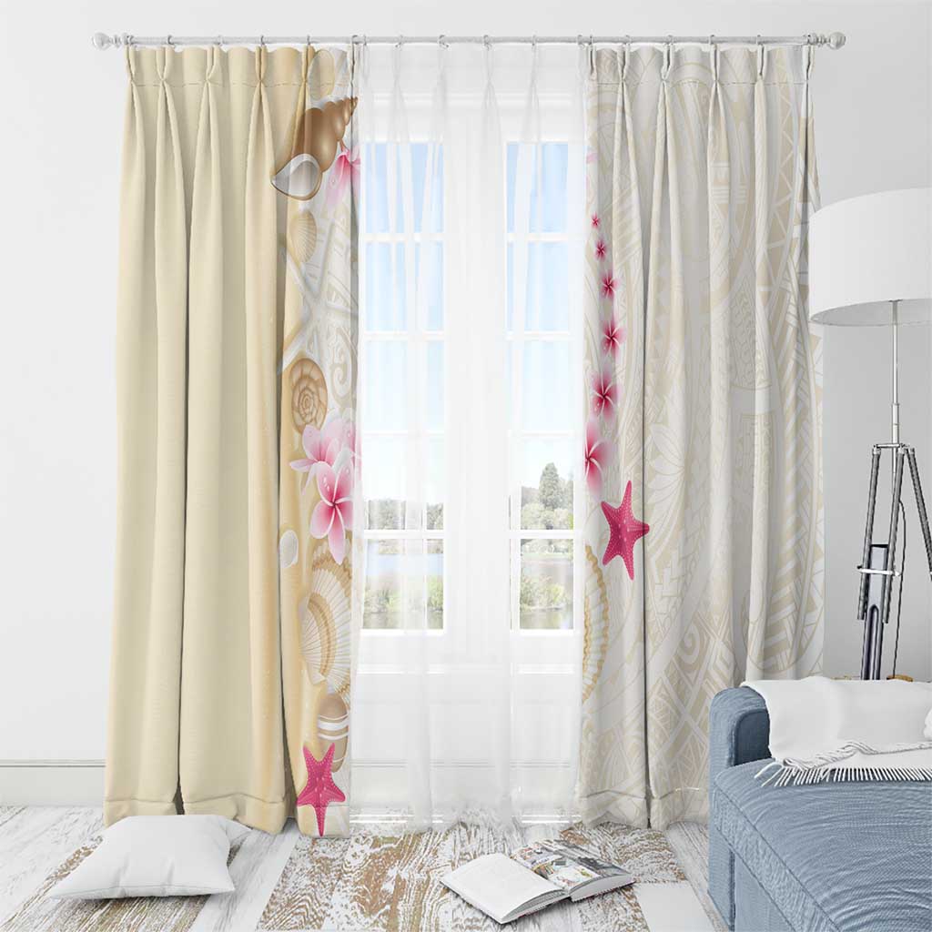 Beige Frangipani Sea Shell Window Curtain Starfish Polynesian Pattern LT01 - Polynesian Pride