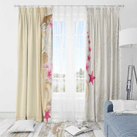 Beige Frangipani Sea Shell Window Curtain Starfish Polynesian Pattern LT01 - Polynesian Pride