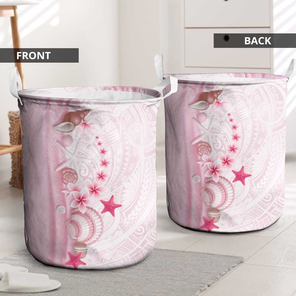 Pink Plumeria Sea Shell Laundry Basket Starfish Polynesian Pattern - Polynesian Pride