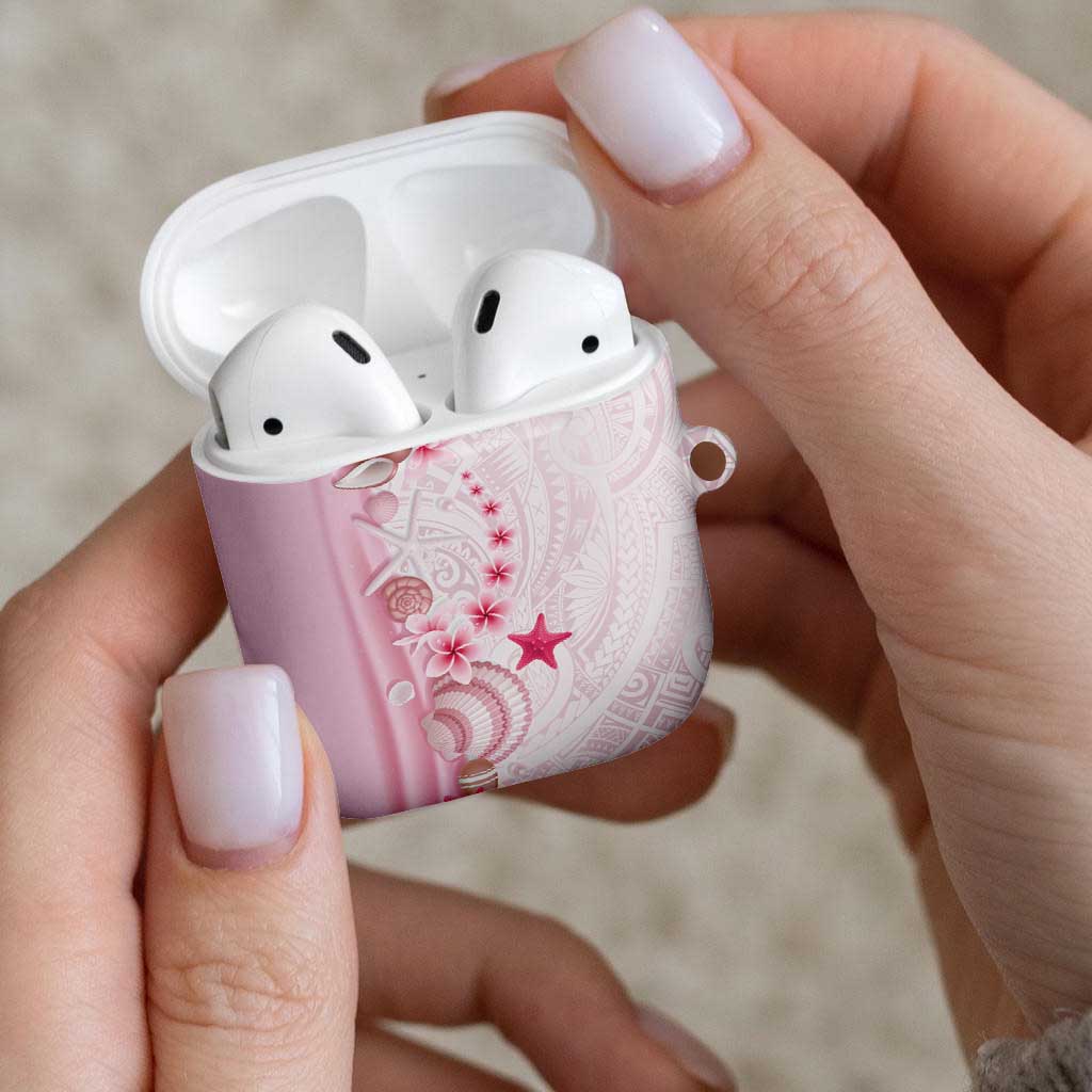 Pink Plumeria Sea Shell AirPods Case Starfish Polynesian Pattern - Polynesian Pride