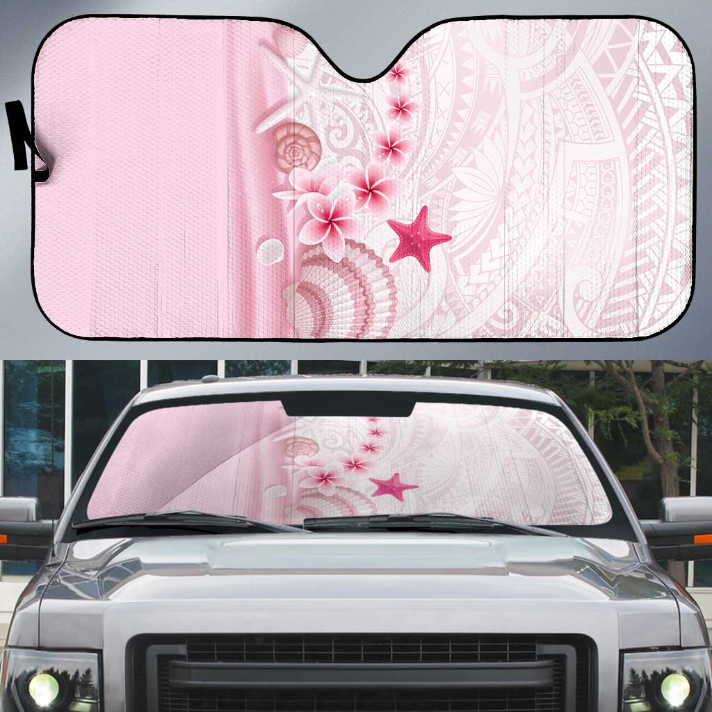 Pink Plumeria Sea Shell Auto Sun Shade Starfish Polynesian Pattern - Polynesian Pride