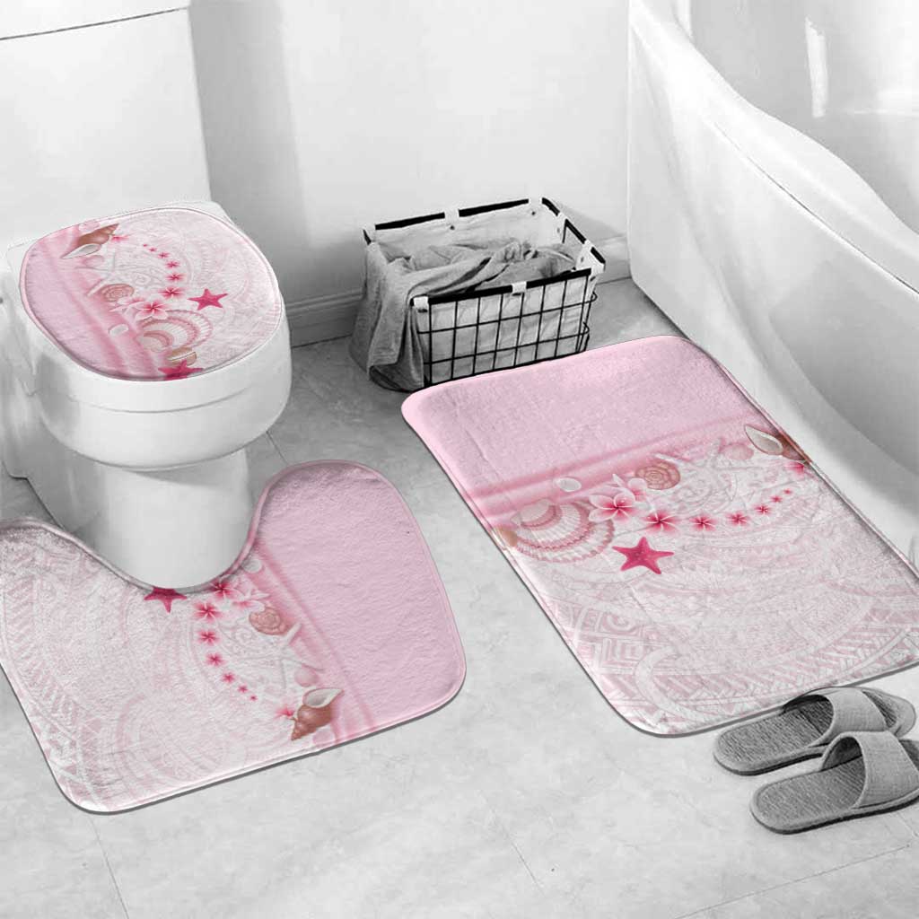 Pink Plumeria Sea Shell Bathroom Set Starfish Polynesian Pattern - Polynesian Pride