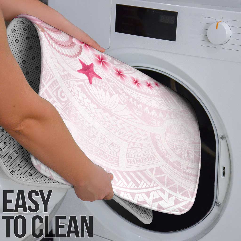 Pink Plumeria Sea Shell Bathroom Set Starfish Polynesian Pattern - Polynesian Pride