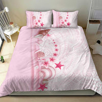 Pink Plumeria Sea Shell Bedding Set Starfish Polynesian Pattern - Polynesian Pride