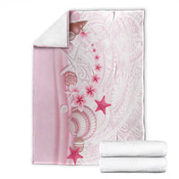 Pink Plumeria Sea Shell Blanket Starfish Polynesian Pattern - Polynesian Pride