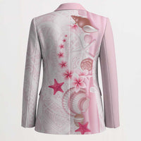 Pink Plumeria Sea Shell Blazer Starfish Polynesian Pattern - Polynesian Pride