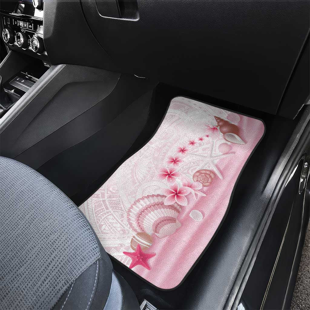 Pink Plumeria Sea Shell Car Mats Starfish Polynesian Pattern - Polynesian Pride