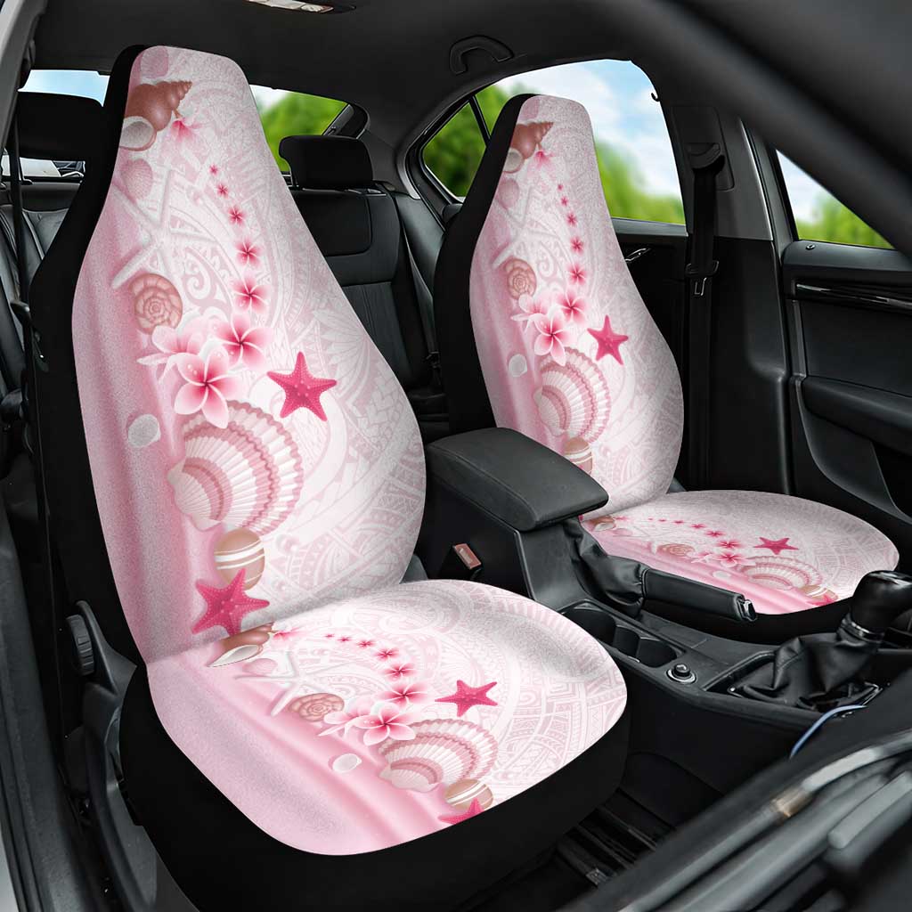 Pink Plumeria Sea Shell Car Seat Cover Starfish Polynesian Pattern - Polynesian Pride