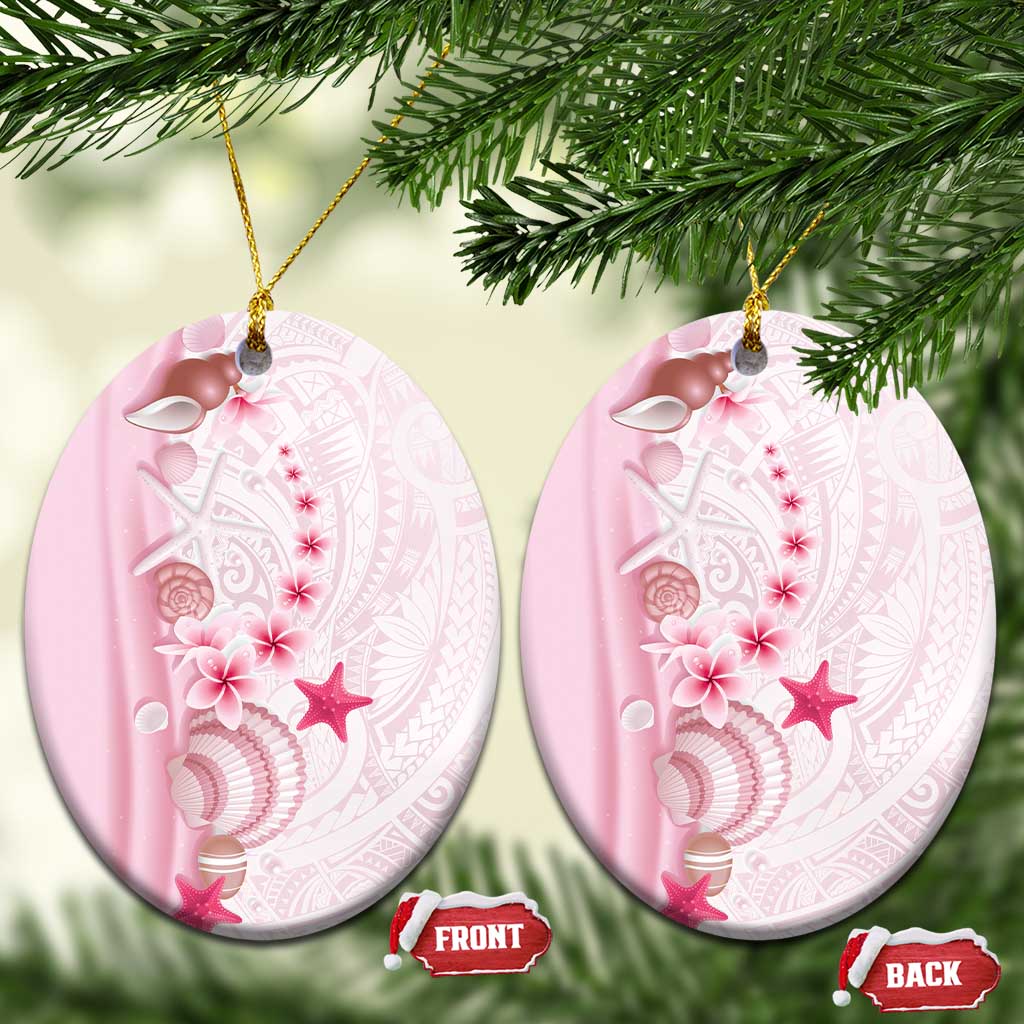 Pink Plumeria Sea Shell Ceramic Ornament Starfish Polynesian Pattern - Polynesian Pride