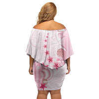 Pink Plumeria Sea Shell Family Matching Off Shoulder Short Dress and Hawaiian Shirt Starfish Polynesian Pattern LT01 - Polynesian Pride