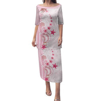 Pink Plumeria Sea Shell Family Matching Puletasi and Hawaiian Shirt Starfish Polynesian Pattern - Polynesian Pride
