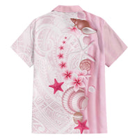 Pink Plumeria Sea Shell Family Matching Tank Maxi Dress and Hawaiian Shirt Starfish Polynesian Pattern - Polynesian Pride