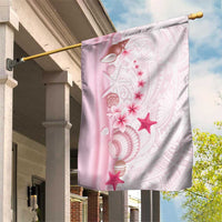Pink Plumeria Sea Shell Garden Flag Starfish Polynesian Pattern - Polynesian Pride