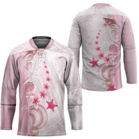 Pink Plumeria Sea Shell Hockey Jersey Starfish Polynesian Pattern - Polynesian Pride