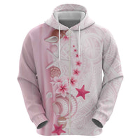 Pink Plumeria Sea Shell Hoodie Starfish Polynesian Pattern - Polynesian Pride