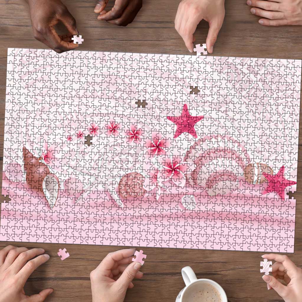 Pink Plumeria Sea Shell Puzzle Starfish Polynesian Pattern - Polynesian Pride