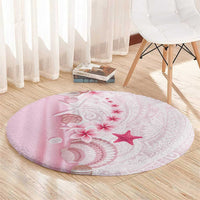 Pink Plumeria Sea Shell Round Carpet Starfish Polynesian Pattern - Polynesian Pride
