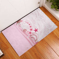 Pink Plumeria Sea Shell Rubber Doormat Starfish Polynesian Pattern - Polynesian Pride