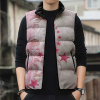 Pink Plumeria Sea Shell Sleeveless Puffer Jacket Starfish Polynesian Pattern - Polynesian Pride