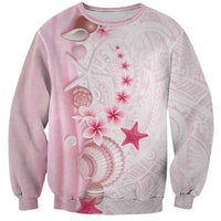 Pink Plumeria Sea Shell Sweatshirt Starfish Polynesian Pattern - Polynesian Pride