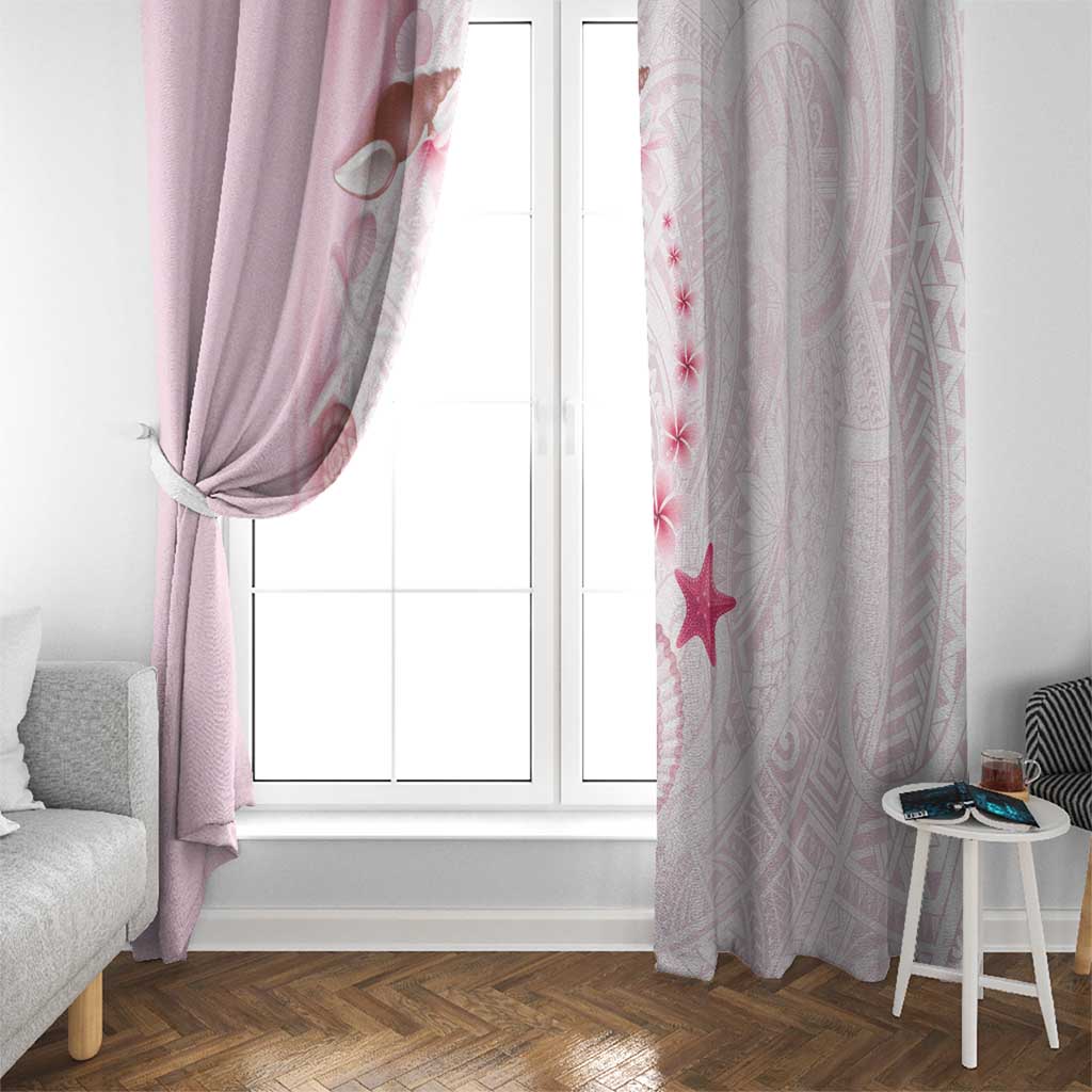 Pink Plumeria Sea Shell Window Curtain Starfish Polynesian Pattern LT01 - Polynesian Pride