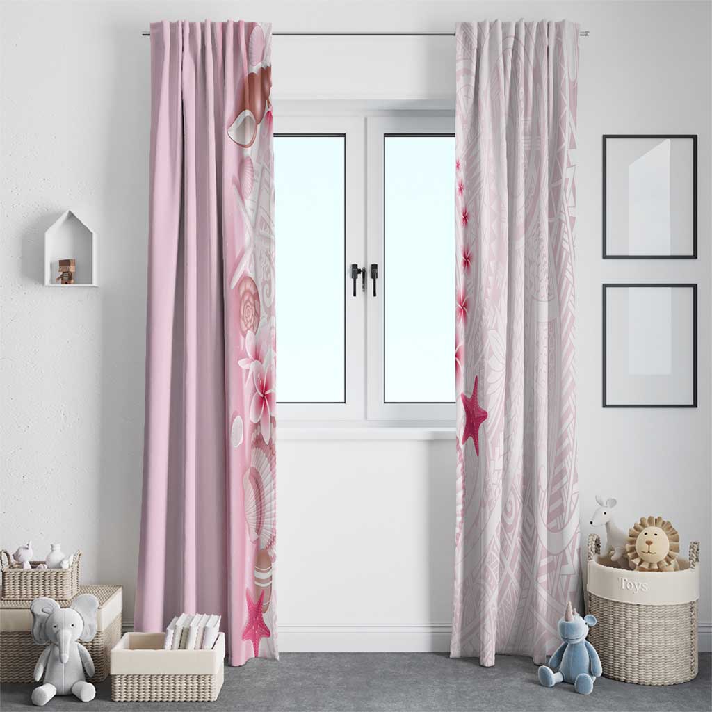 Pink Plumeria Sea Shell Window Curtain Starfish Polynesian Pattern LT01 - Polynesian Pride