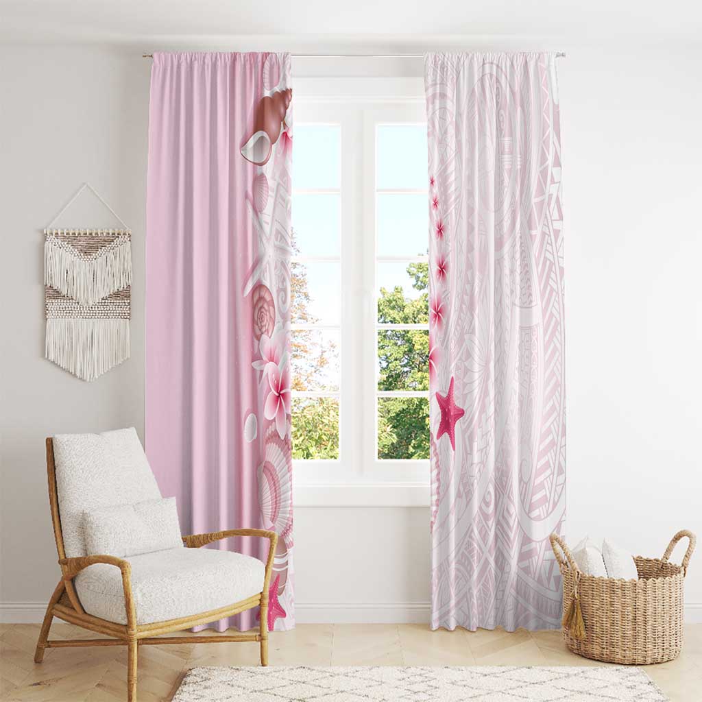 Pink Plumeria Sea Shell Window Curtain Starfish Polynesian Pattern LT01 - Polynesian Pride