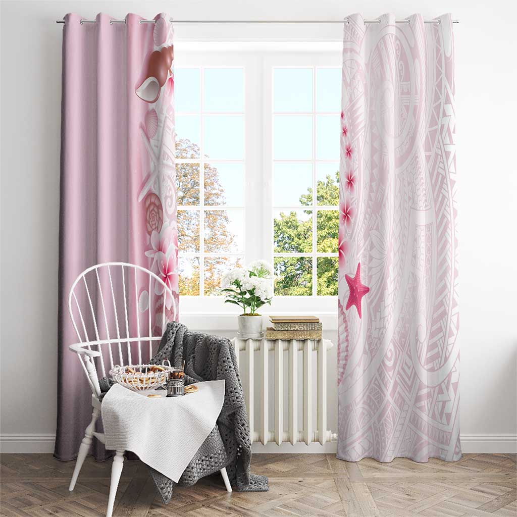 Pink Plumeria Sea Shell Window Curtain Starfish Polynesian Pattern LT01 - Polynesian Pride