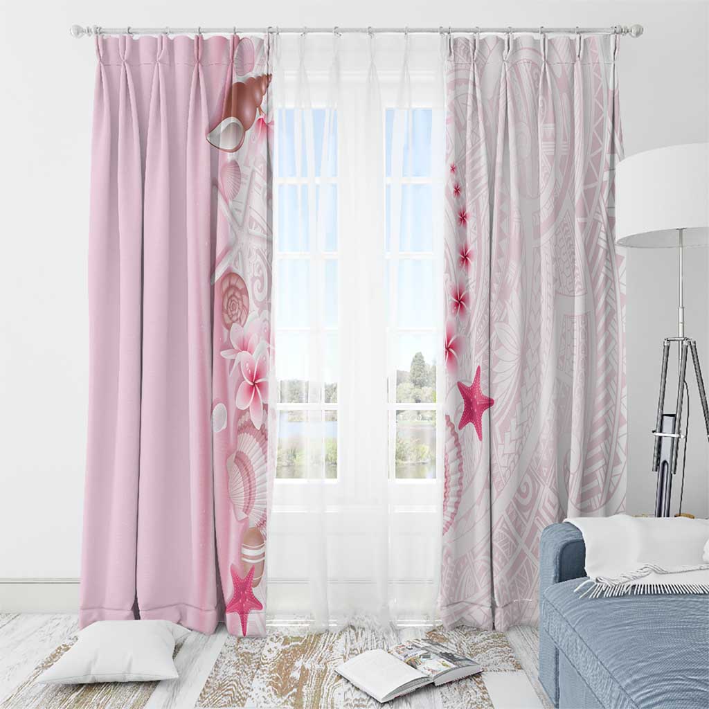 Pink Plumeria Sea Shell Window Curtain Starfish Polynesian Pattern LT01 - Polynesian Pride