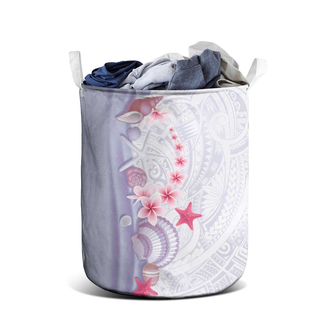 Purple Plumeria Sea Shell Laundry Basket Starfish Polynesian Pattern - Polynesian Pride