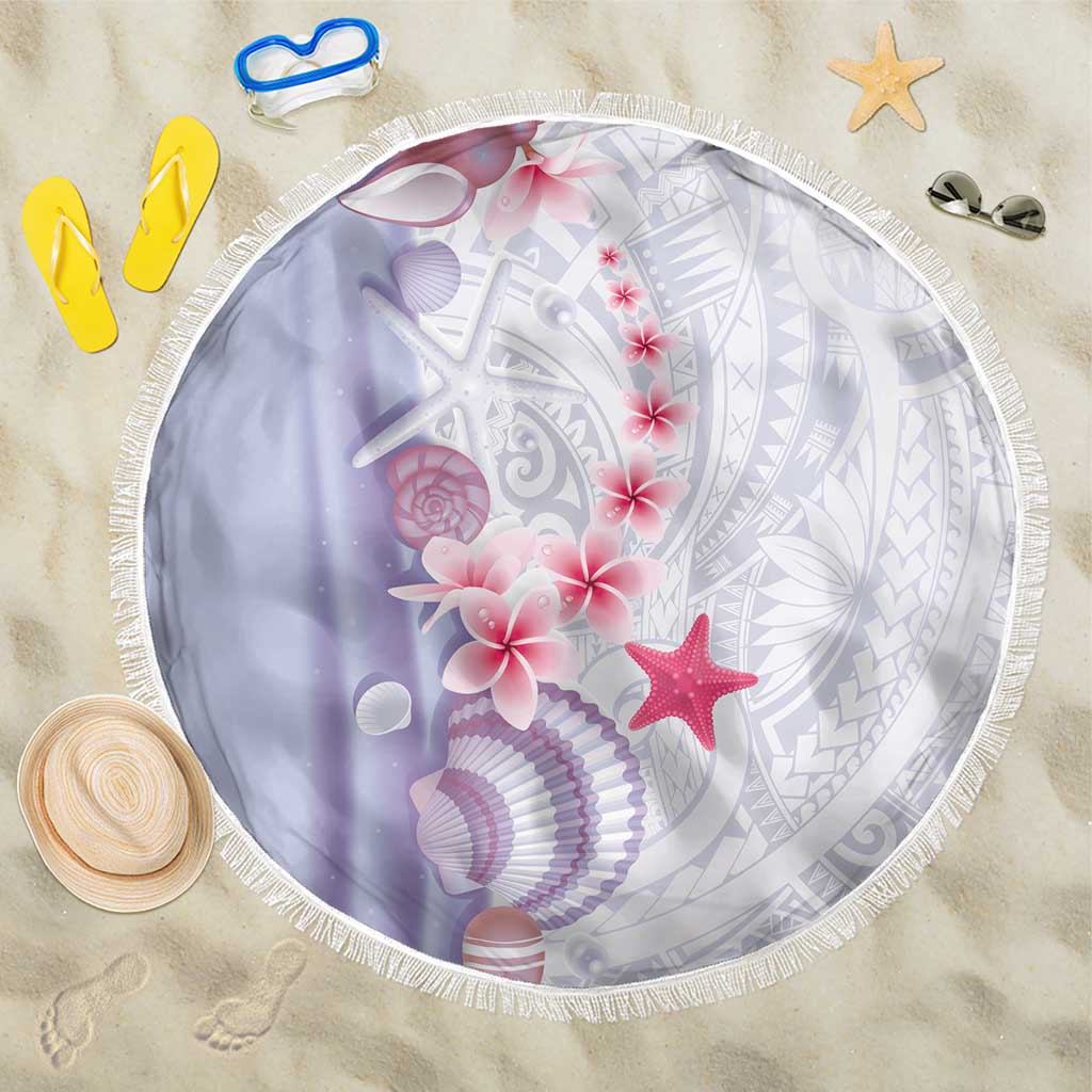 Purple Plumeria Sea Shell Beach Blanket Starfish Polynesian Pattern LT01 One Size 150cm Purple - Polynesian Pride