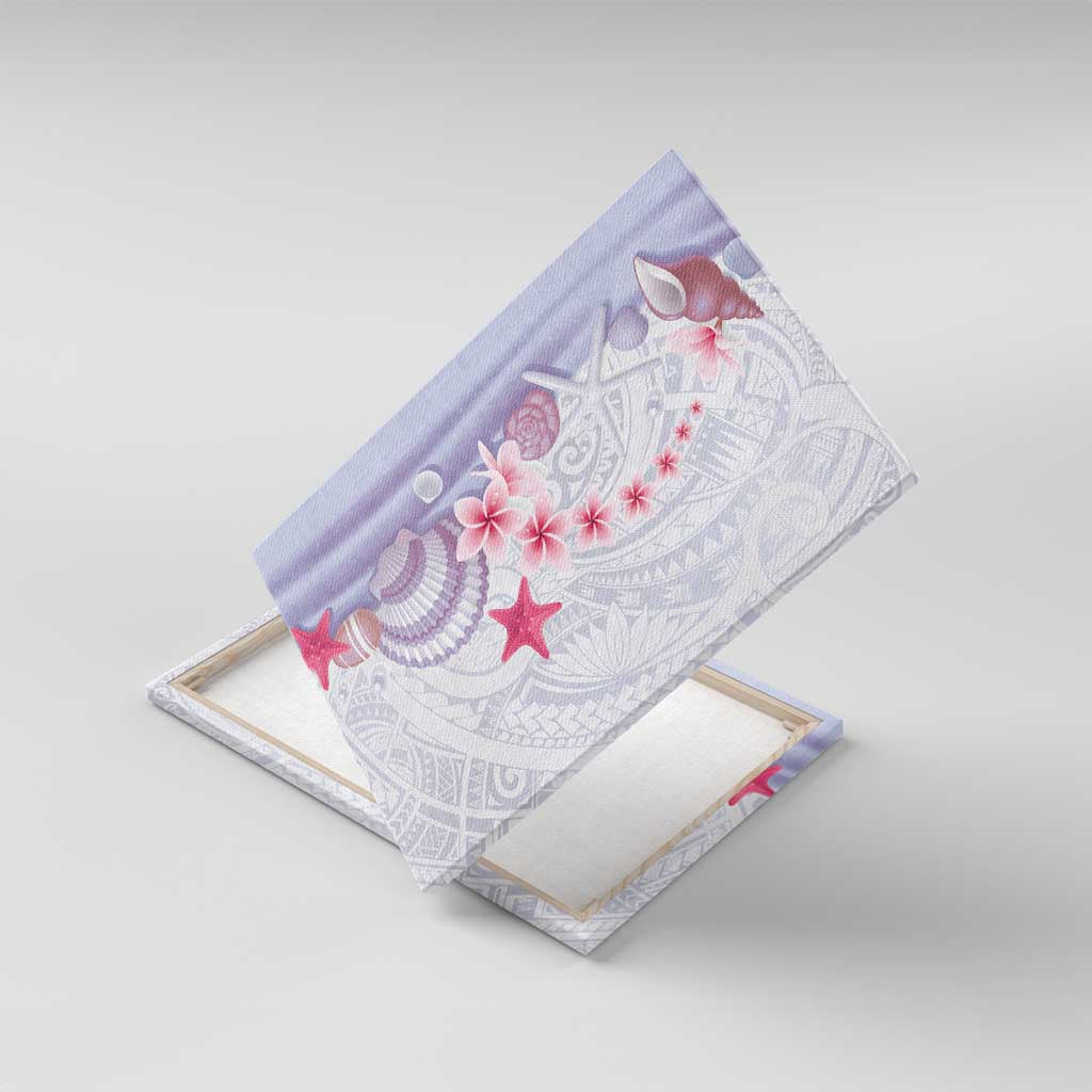 Purple Plumeria Sea Shell Canvas Wall Art Starfish Polynesian Pattern - Polynesian Pride