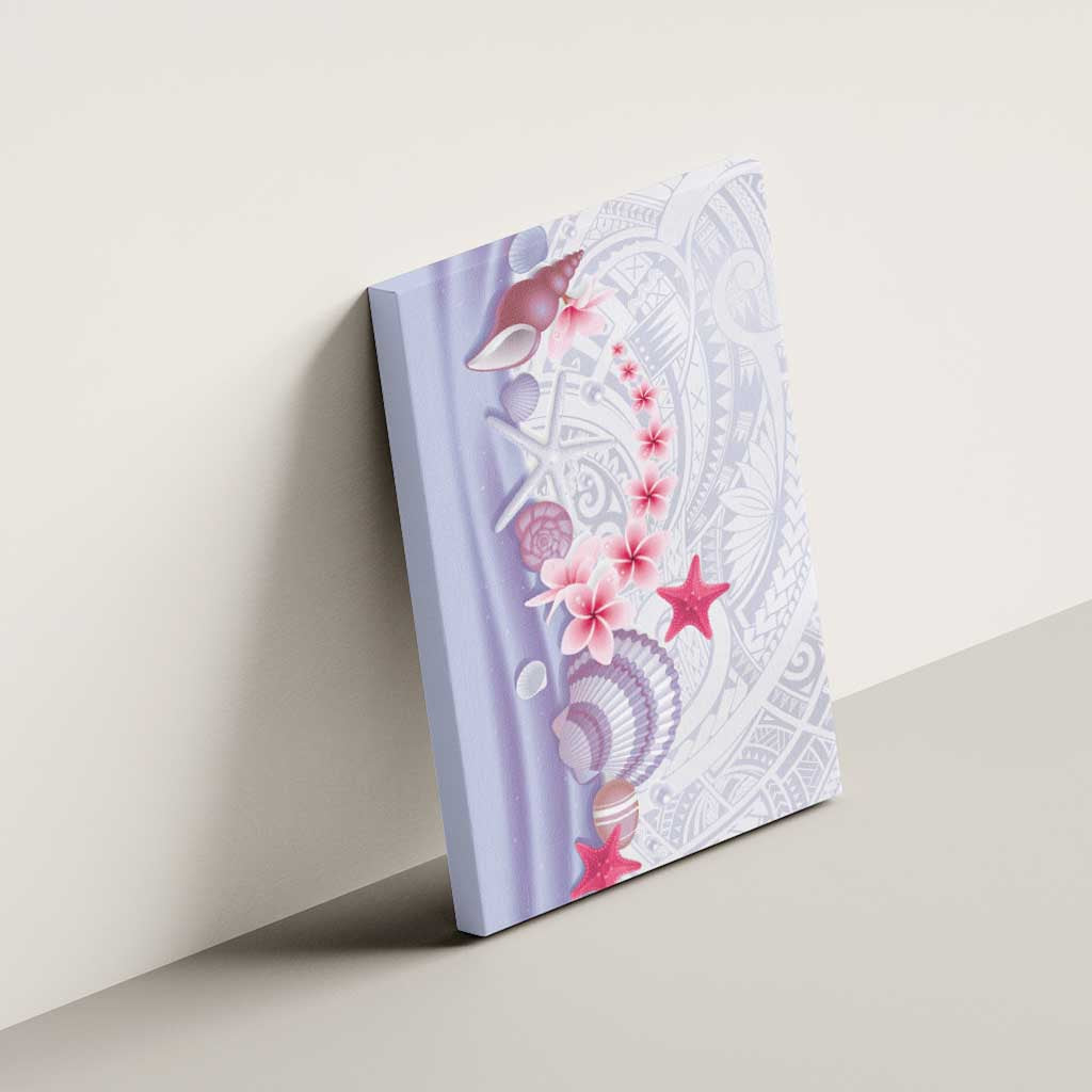 Purple Plumeria Sea Shell Canvas Wall Art Starfish Polynesian Pattern - Polynesian Pride