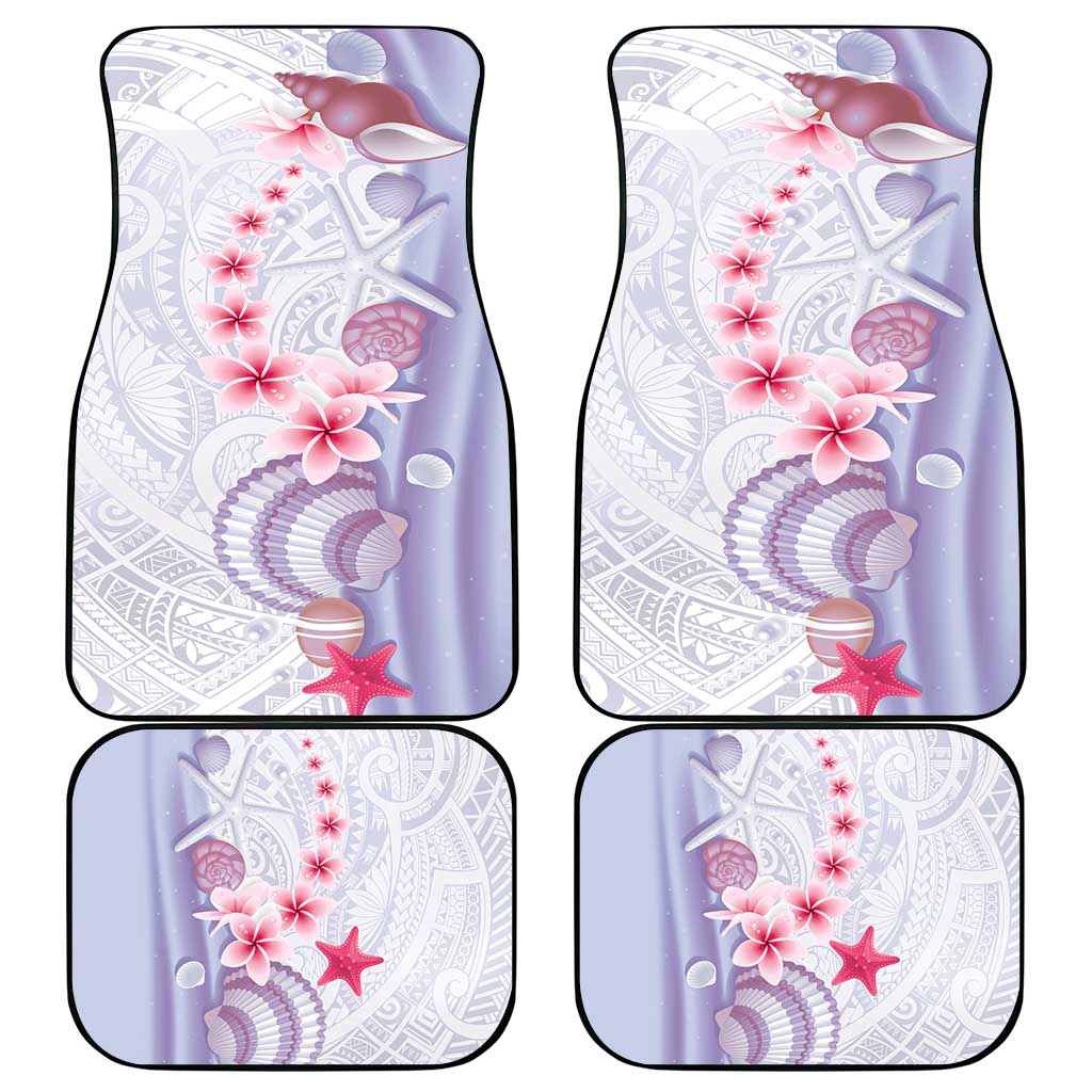 Purple Plumeria Sea Shell Car Mats Starfish Polynesian Pattern - Polynesian Pride