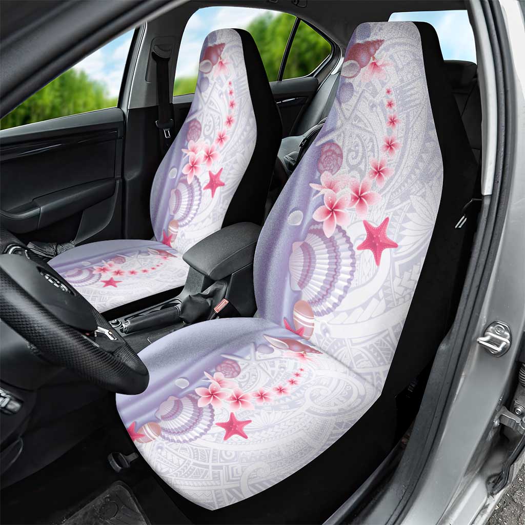 Purple Plumeria Sea Shell Car Seat Cover Starfish Polynesian Pattern - Polynesian Pride