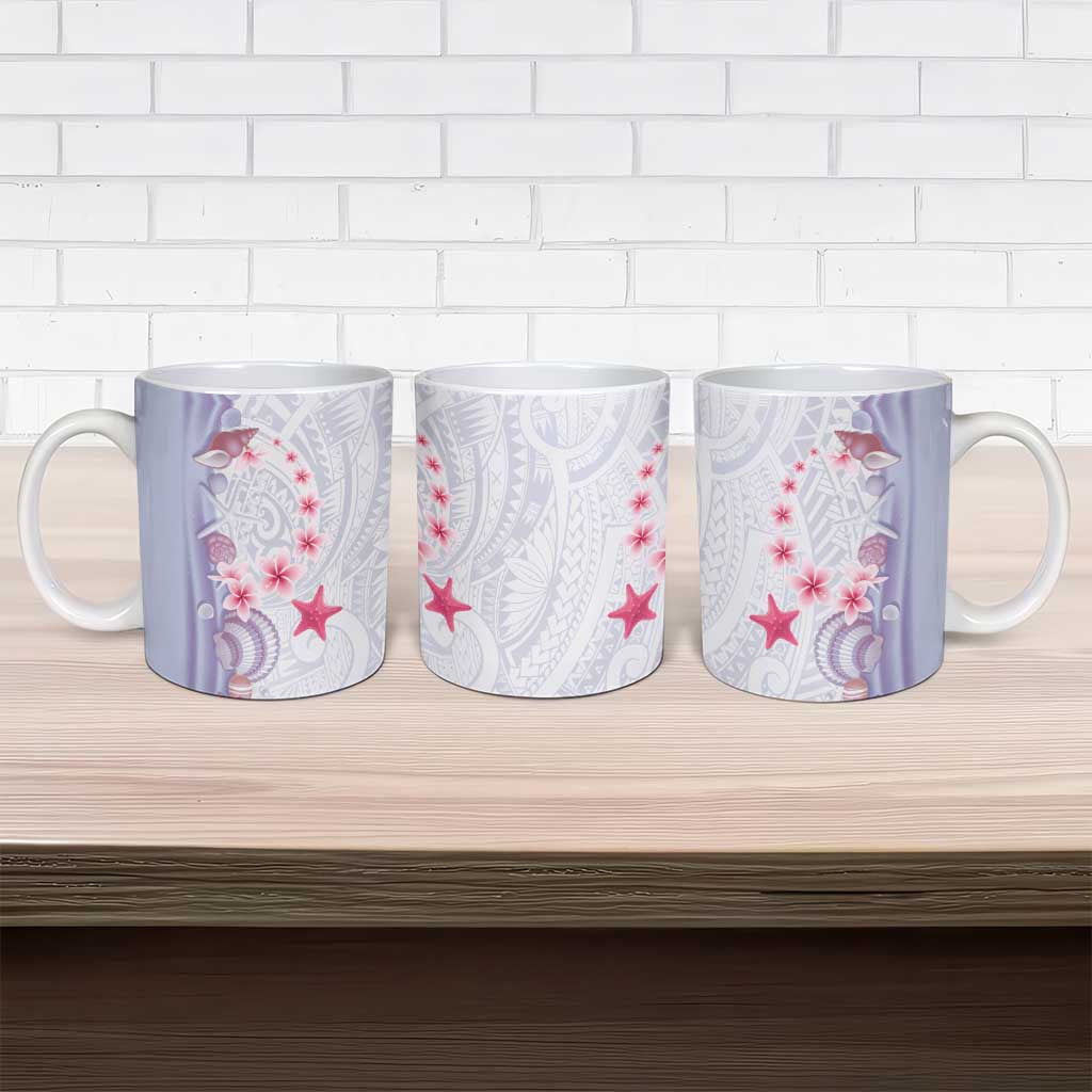 Purple Plumeria Sea Shell Ceramic Mug Starfish Polynesian Pattern - Polynesian Pride