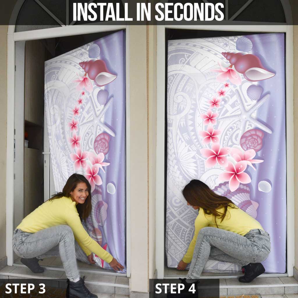 Purple Plumeria Sea Shell Door Cover Starfish Polynesian Pattern - Polynesian Pride