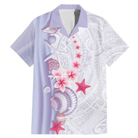 Purple Plumeria Sea Shell Family Matching Mermaid Dress and Hawaiian Shirt Starfish Polynesian Pattern - Polynesian Pride