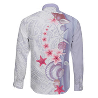 Purple Plumeria Sea Shell Family Matching Off Shoulder Short Dress and Hawaiian Shirt Starfish Polynesian Pattern LT01 - Polynesian Pride