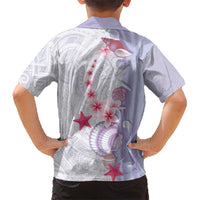 Purple Plumeria Sea Shell Family Matching Summer Maxi Dress and Hawaiian Shirt Starfish Polynesian Pattern LT01 - Polynesian Pride