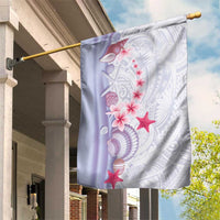 Purple Plumeria Sea Shell Garden Flag Starfish Polynesian Pattern - Polynesian Pride