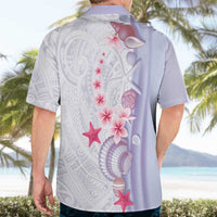 Purple Plumeria Sea Shell Hawaiian Shirt Starfish Polynesian Pattern - Polynesian Pride