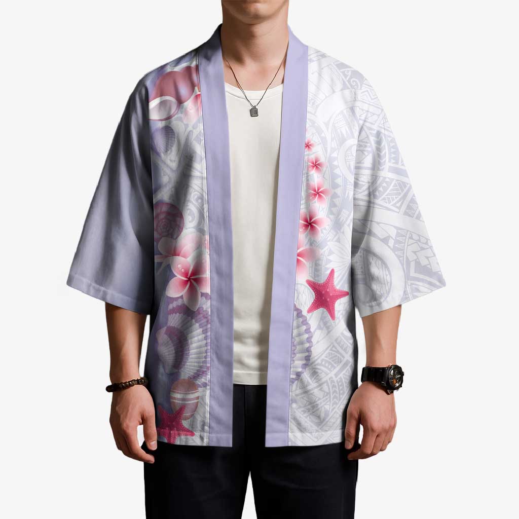 Purple Plumeria Sea Shell Kimono Starfish Polynesian Pattern - Polynesian Pride