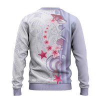 Purple Plumeria Sea Shell Ugly Christmas Sweater Starfish Polynesian Pattern - Polynesian Pride