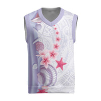 Purple Plumeria Sea Shell Christmas Knitted V-Neck Vest Starfish Polynesian Pattern - Polynesian Pride